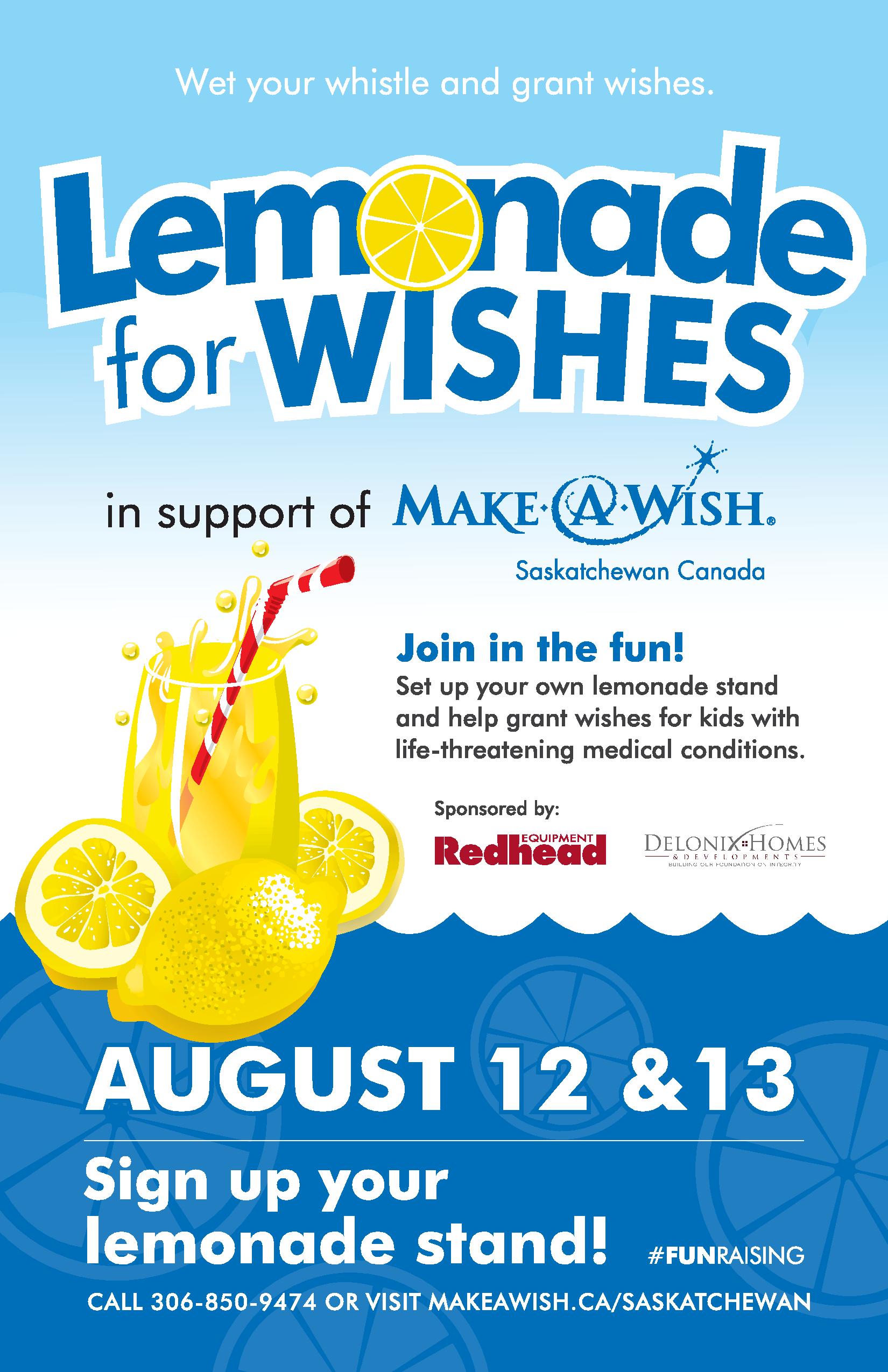 Lemonade for Wishes MakeAWish Saskatchewan August 12/13